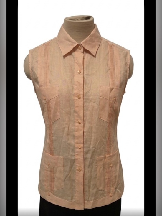 Natural Collection Tops - Vintage Woman’s Peach Linen Shirt